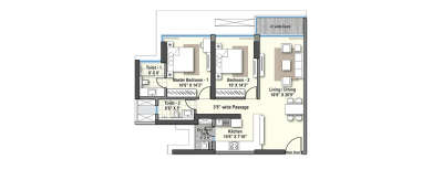 Raheja Exotica Cyprus, 2 BHK-934 Sq.ft
