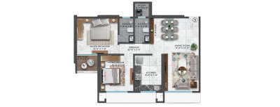 Paradise The Oasis, 2 BHK-872 Sq.ft