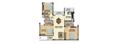 S and P Adornia, 3 BHK-929 Sq.ft
