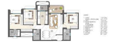 Lodha Elanor, 3 BHK-1120 Sq.ft