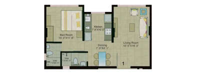 Kukreja Garden, 1 BHK-442 Sq.ft