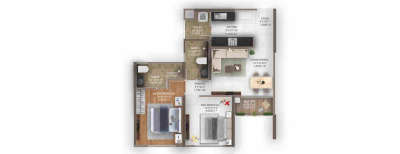 Geras Island Of Joy, 2 BHK-676 Sq.ft