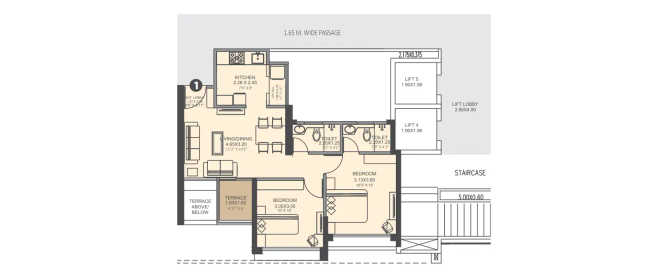 VTP Aethereus Mahalunge - Floor plan 2 BHK 506 Sq.ft