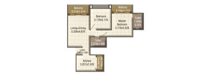 Kumar 47 East, 2 BHK-667 Sq.ft