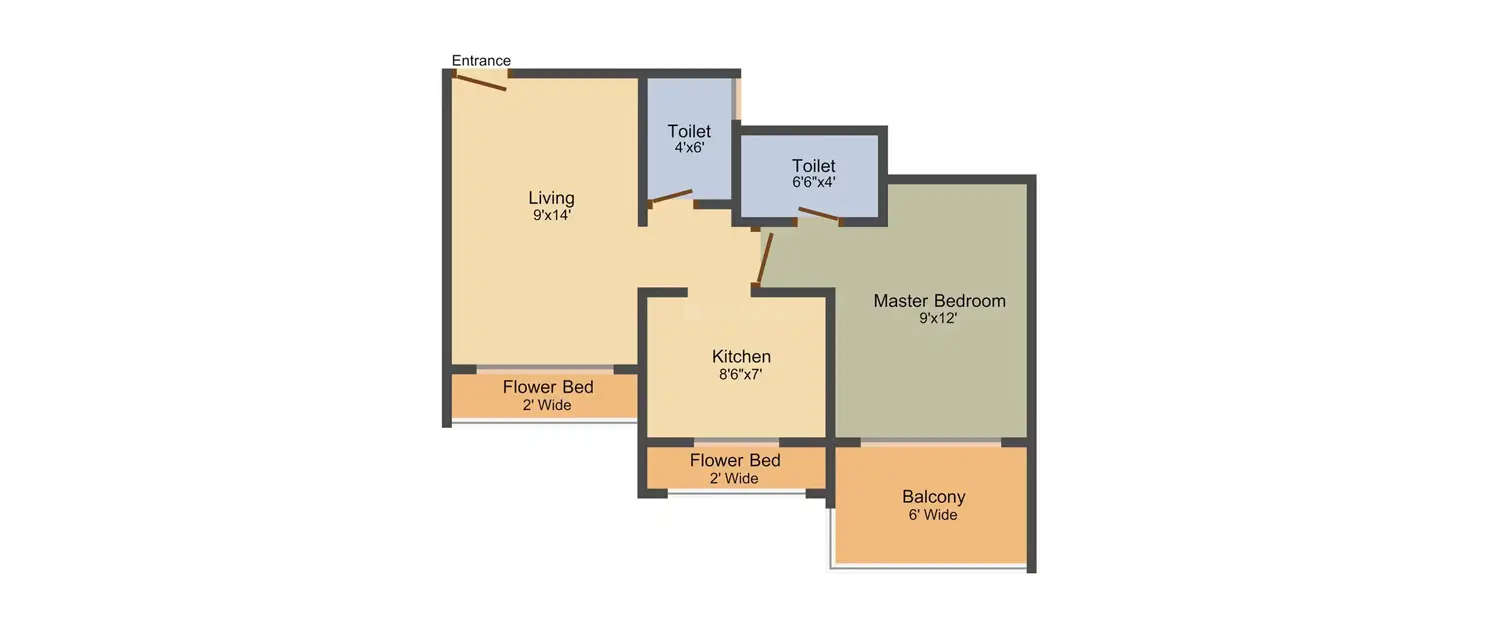 1 BHK Apartment 367 Sq.ft