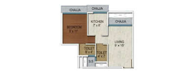 Sai Proviso Sapphire, 1 BHK-475 Sq.ft