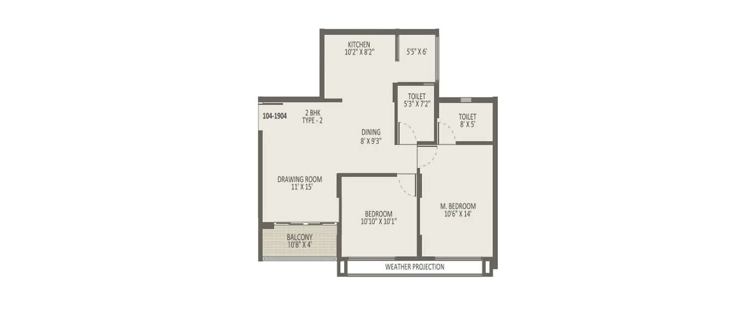 Floor plan for 2 BHK