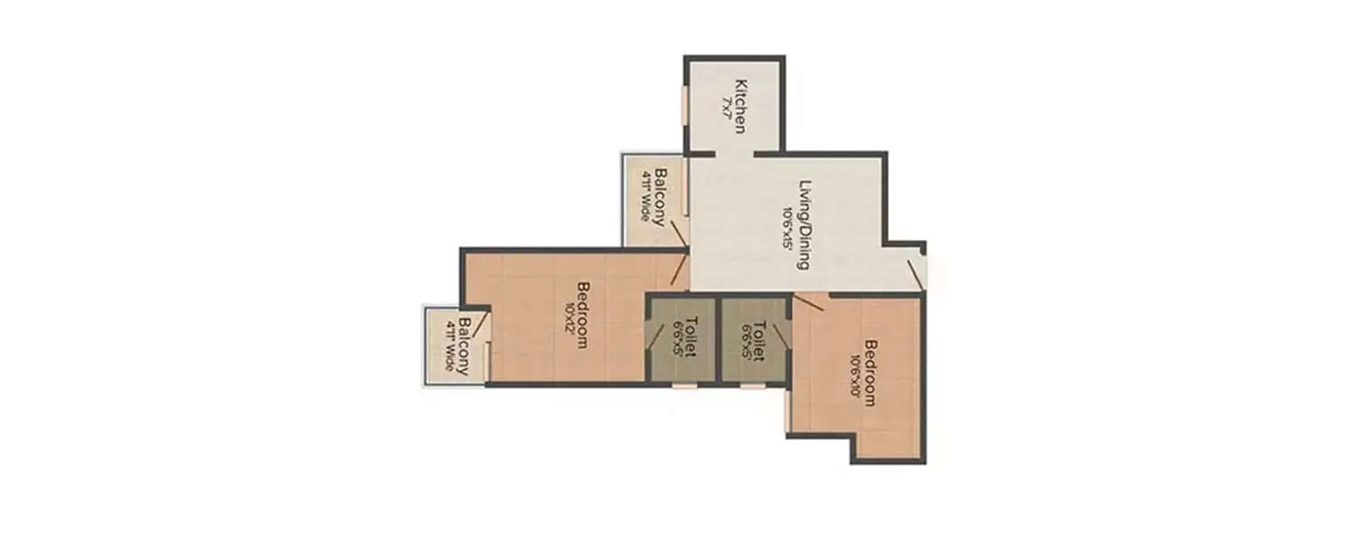 Floor plan for 2 BHK
