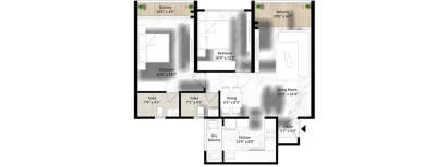 Saheel Itrend Trendy West, 2 BHK-801 Sq.ft