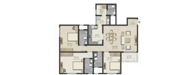 Sobha Royal Pavilion, 3 BHK-1330 Sq.ft