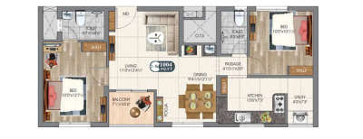 DAC Centum, 2 BHK-1004 Sq.ft