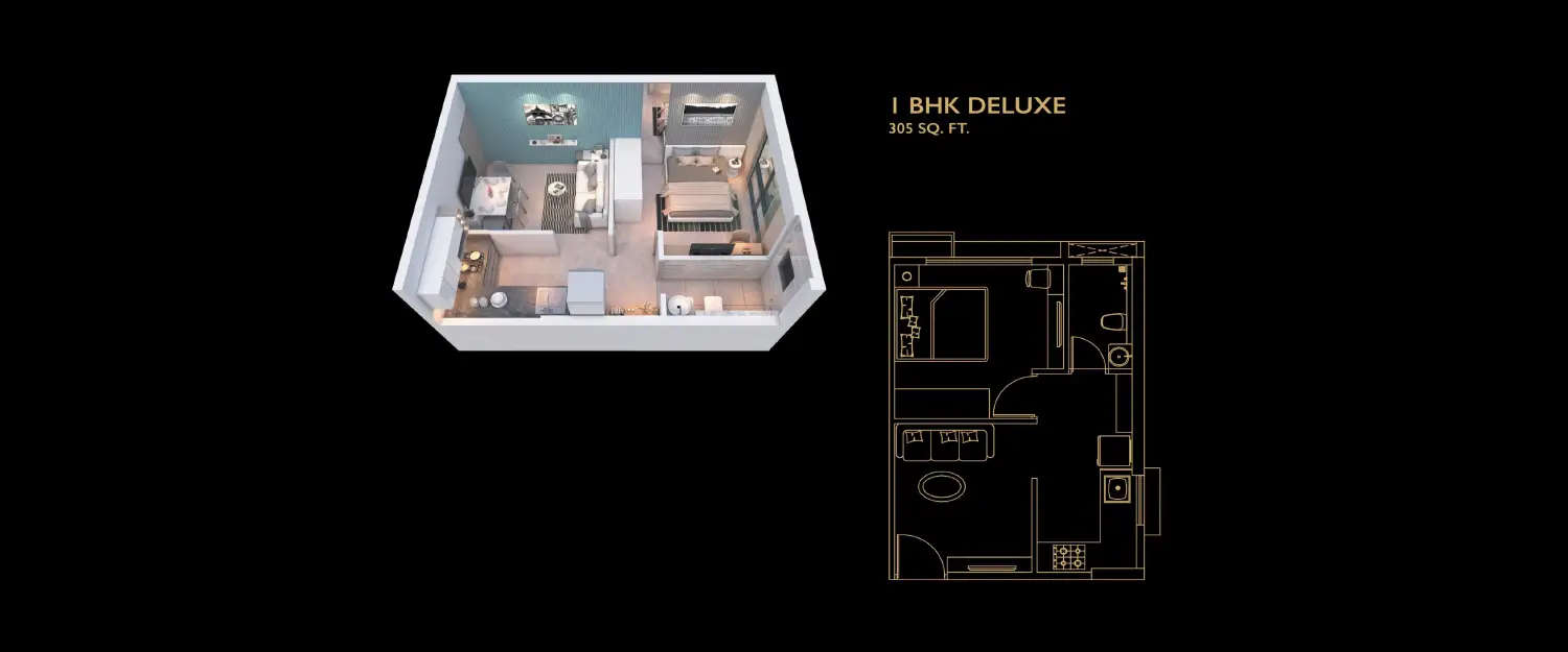 Floor plan for 1 BHK