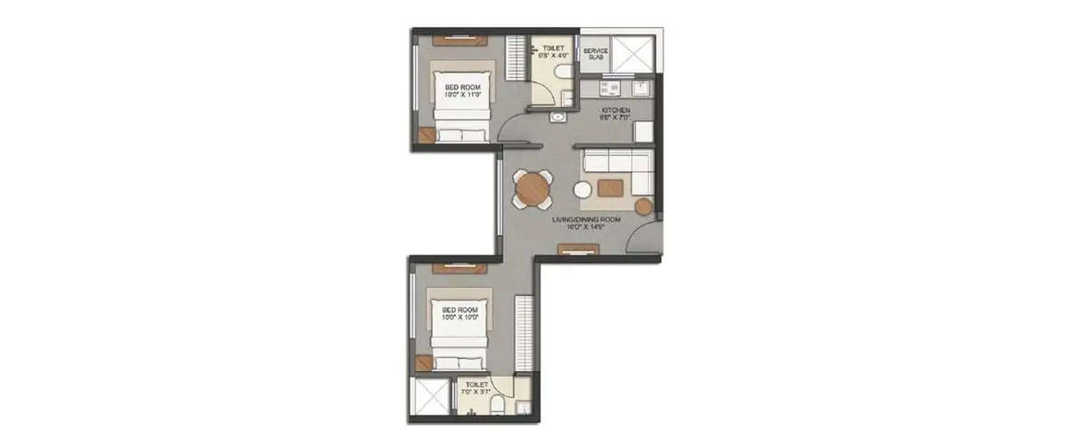 Floor plan for 2 BHK