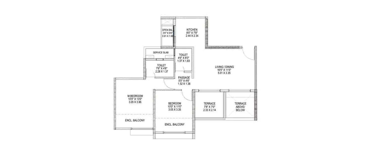 Floor plan for 2 BHK