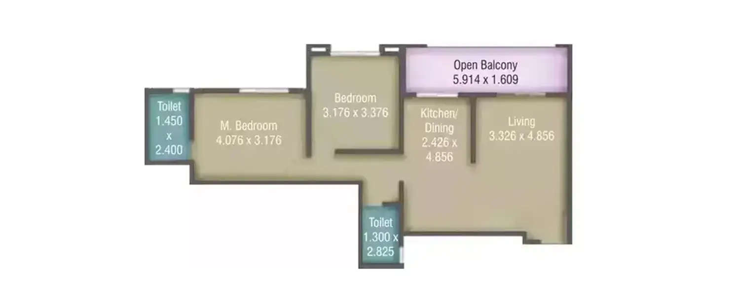 Floor plan for 2 BHK