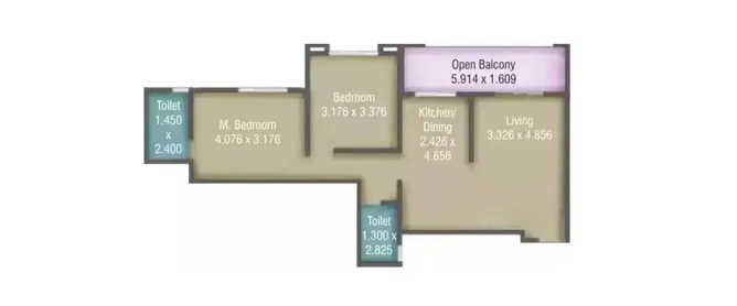 Kumar Primavera Wadgaon Sheri - Floor plan 2 BHK 721 Sq.ft