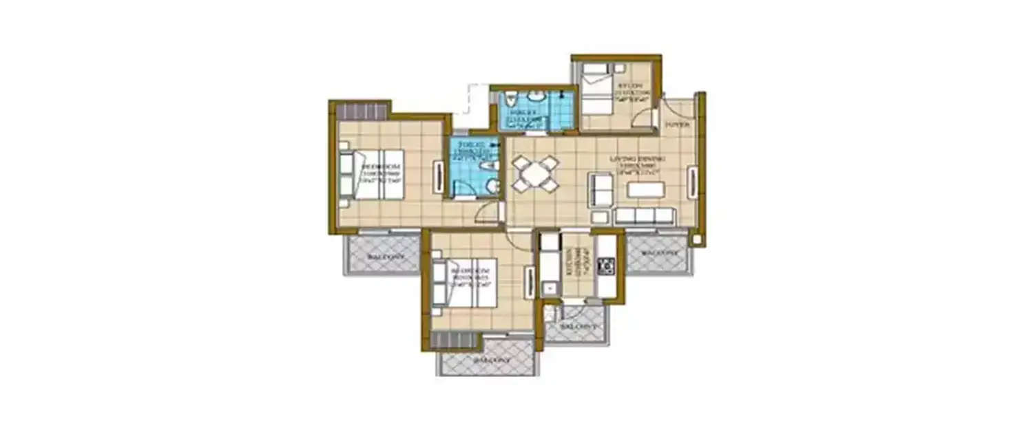 Floor plan for 2.5 BHK