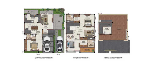 Casagrand Grandio Navalur - Floor plan 3 BHK 1964 Sq.ft