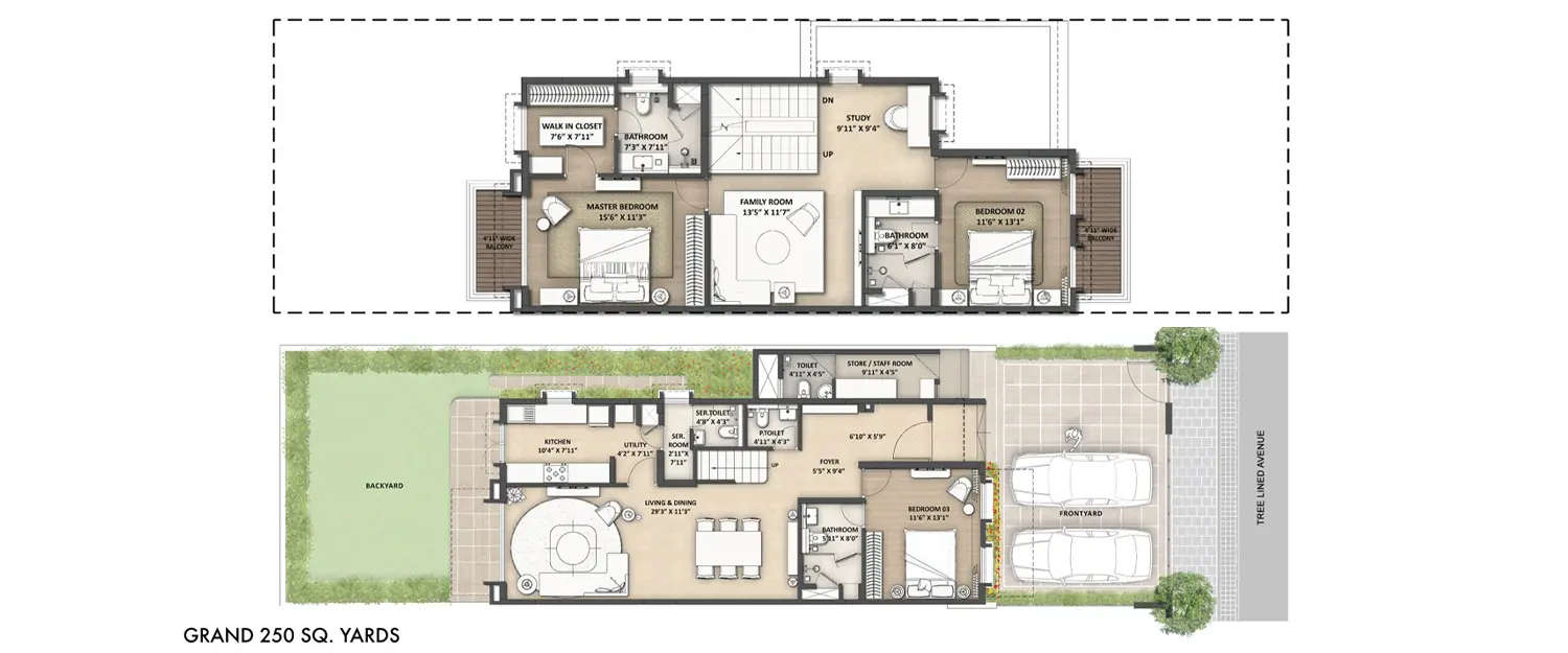 Floor plan for 3 BHK