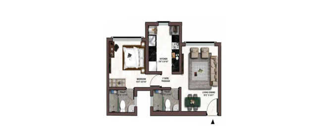 Kolte Patil Vaayu Dahisar - Floor plan 1 BHK 440 Sq.ft