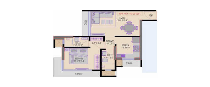 Suraj Emmanuel Dadar - Floor plan 1 BHK 442 Sq.ft