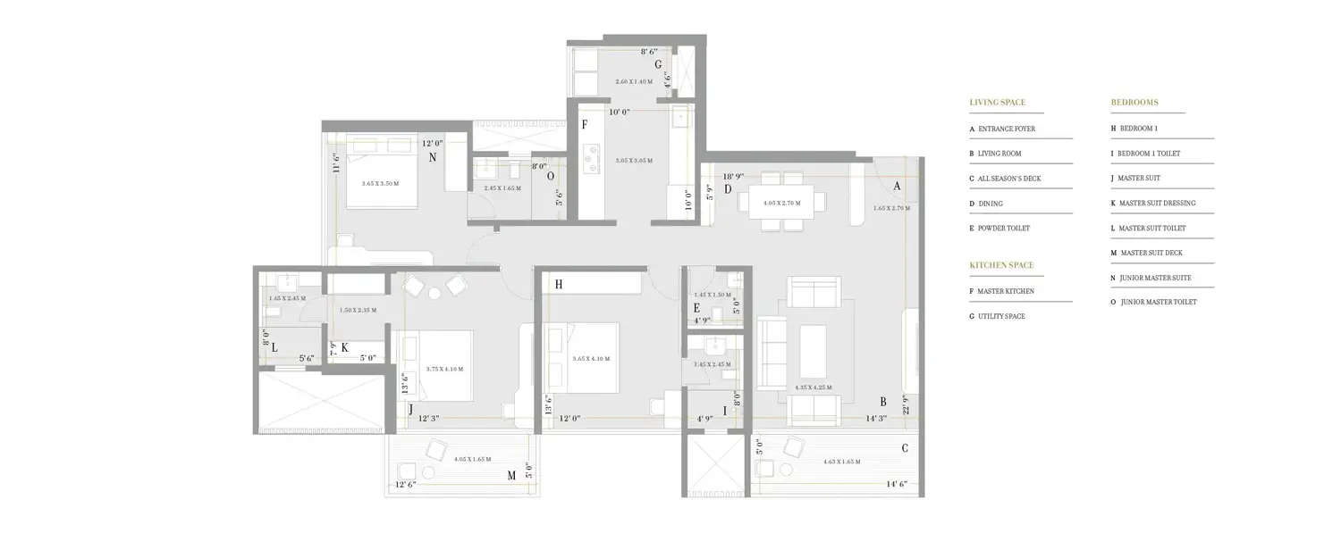 Floor plan for 3 BHK
