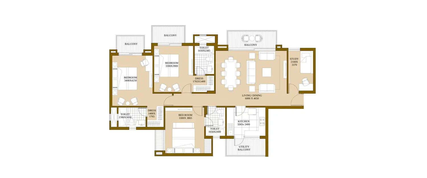 Floor plan for 3.5 BHK