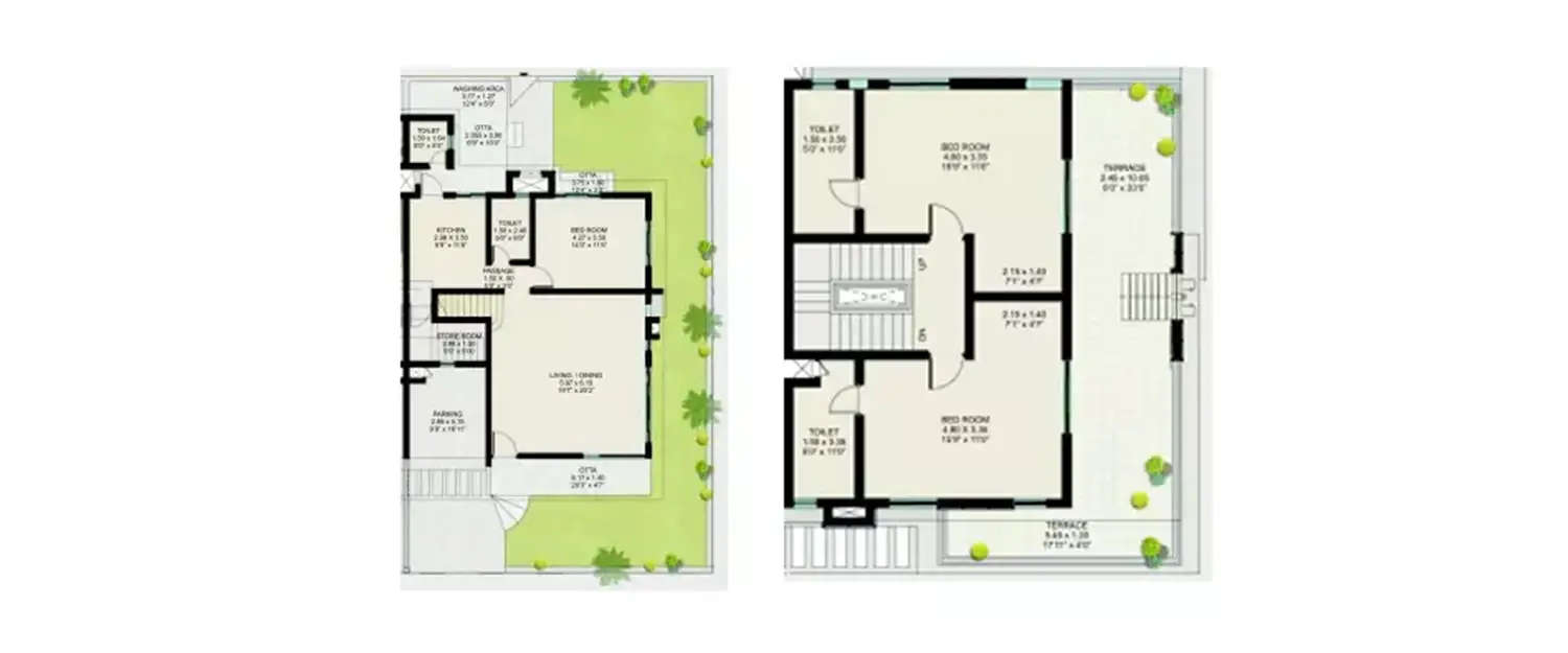 Floor plan for 3 BHK