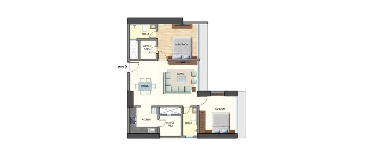Floor plan for 2 BHK