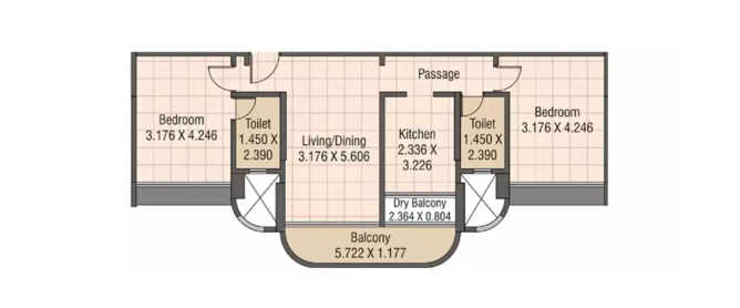 Kumar Siddhachal Gultekadi - Floor plan 2 BHK 772 Sq.ft