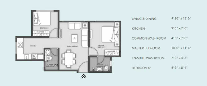 Aaradhya Eastwind Vikhroli - Floor plan 2 BHK 515 Sq.ft