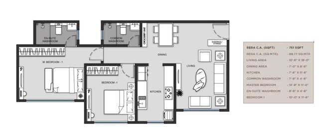 MICL Insignia Vile Parle - Floor plan 2 BHK 751 Sq.ft