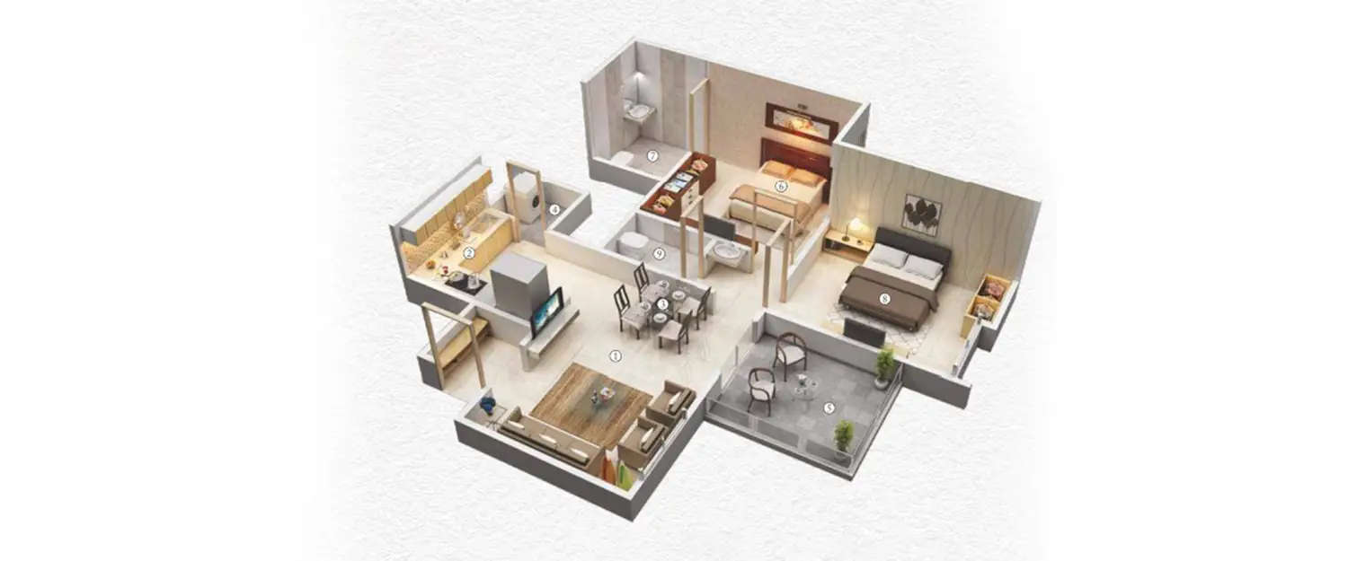 Floor plan for 2 BHK