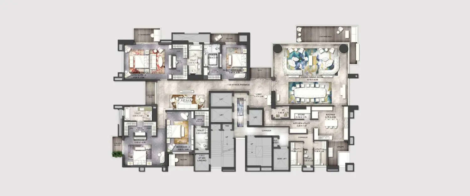 Floor plan for 4 BHK