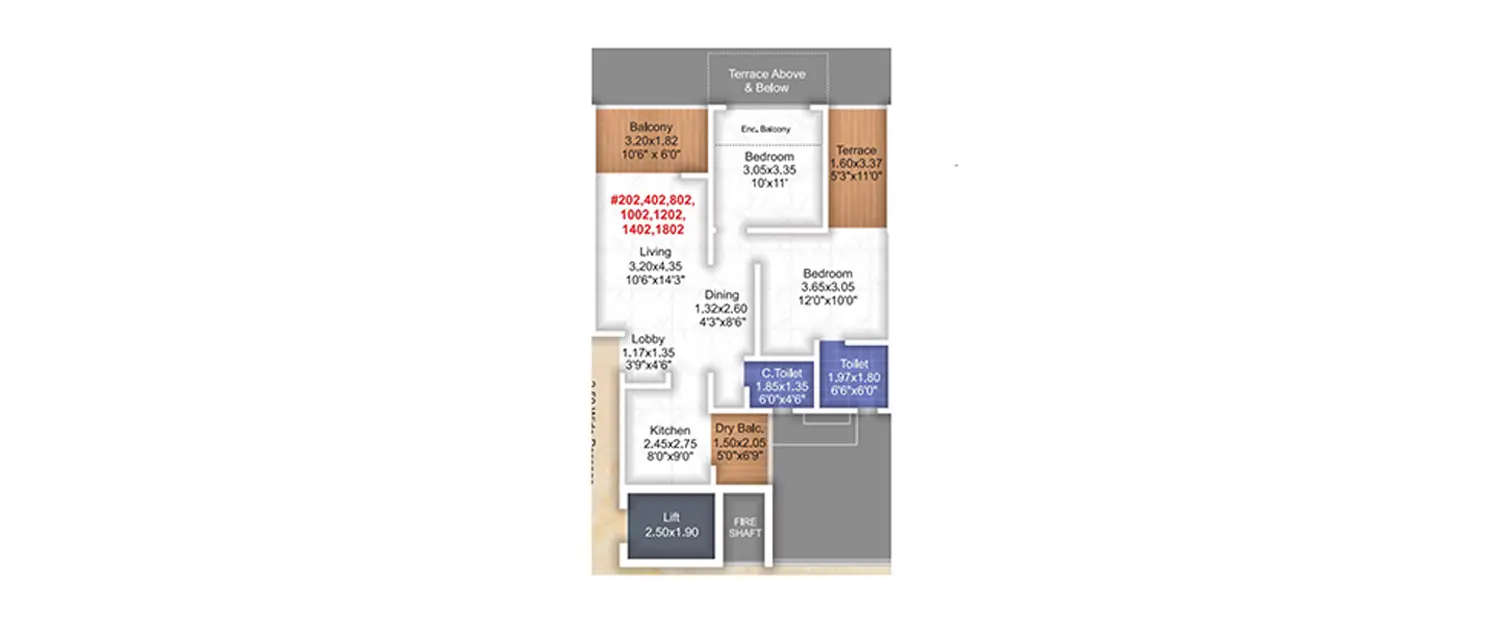 Floor plan for 2 BHK