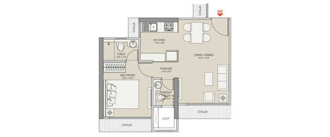 Maximum Mumbai Kurla - Floor plan 1 BHK 368 Sq.ft