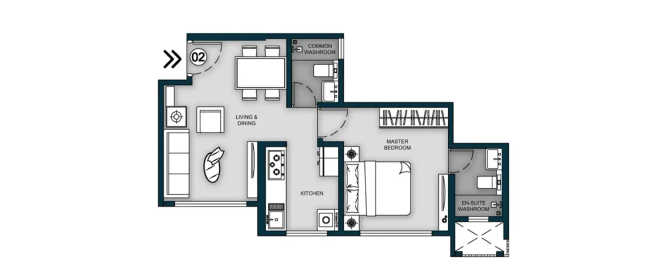 Aaradhya High Park Mira Bhayandar - Floor plan 1 BHK 495 Sq.ft
