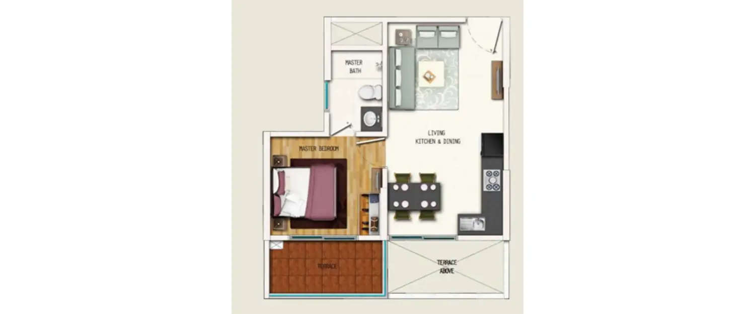 Floor plan for 1 BHK