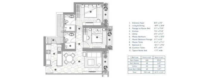 Neelkanth Codename The Hill of Shangri La Ghodbunder Road - Floor plan 2 BHK 792 Sq.ft