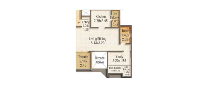 Kumar Pratham Moshi - Floor plan 1 BHK 446 Sq.ft