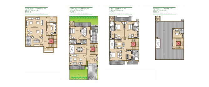 ATS Pristine Golf Villas Sector 150 - Floor plan 4 BHK 3150 Sq.ft