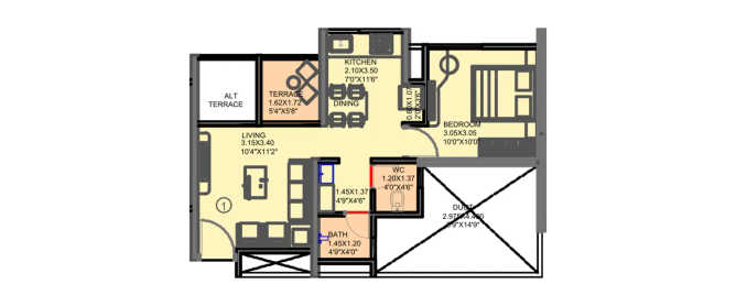VTP Bel Air Mahalunge - Floor plan 1 BHK 314 Sq.ft
