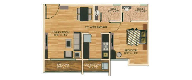 Kamdhenu Gardenia Taloja - Floor plan 1 BHK 475 Sq.ft