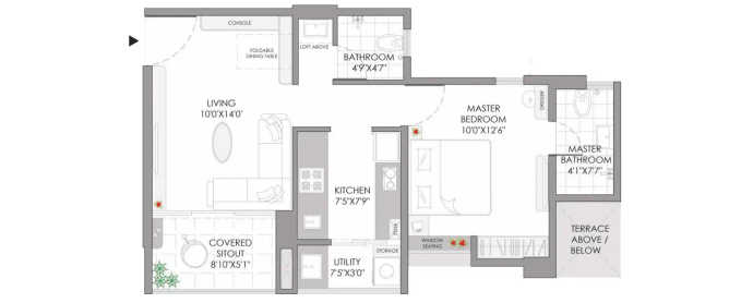 Yashwin Sukhniwas Hinjewadi - Floor plan 1 BHK 491 Sq.ft