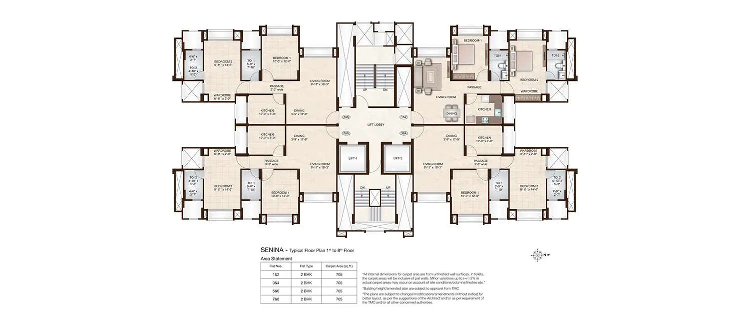 Floor plan for 2 BHK