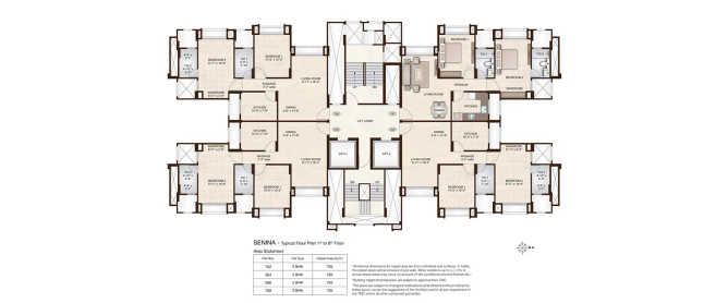 Hiranandani Senina Ghodbunder Road - Floor plan 2 BHK 705 Sq.ft