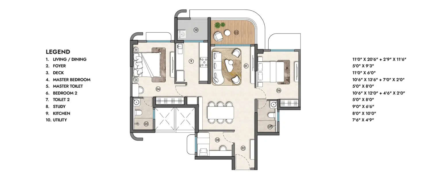 Floor plan for 2.5 BHK