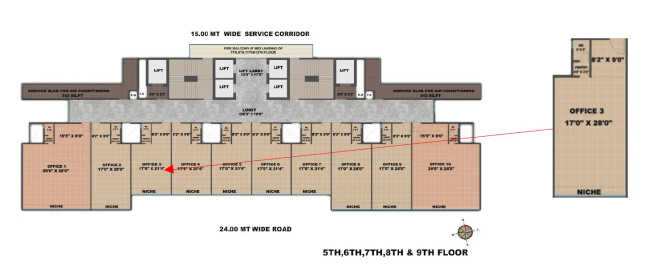 Kamdhenu Zion Kharghar - Floor plan Commercial Office 416 Sq.ft