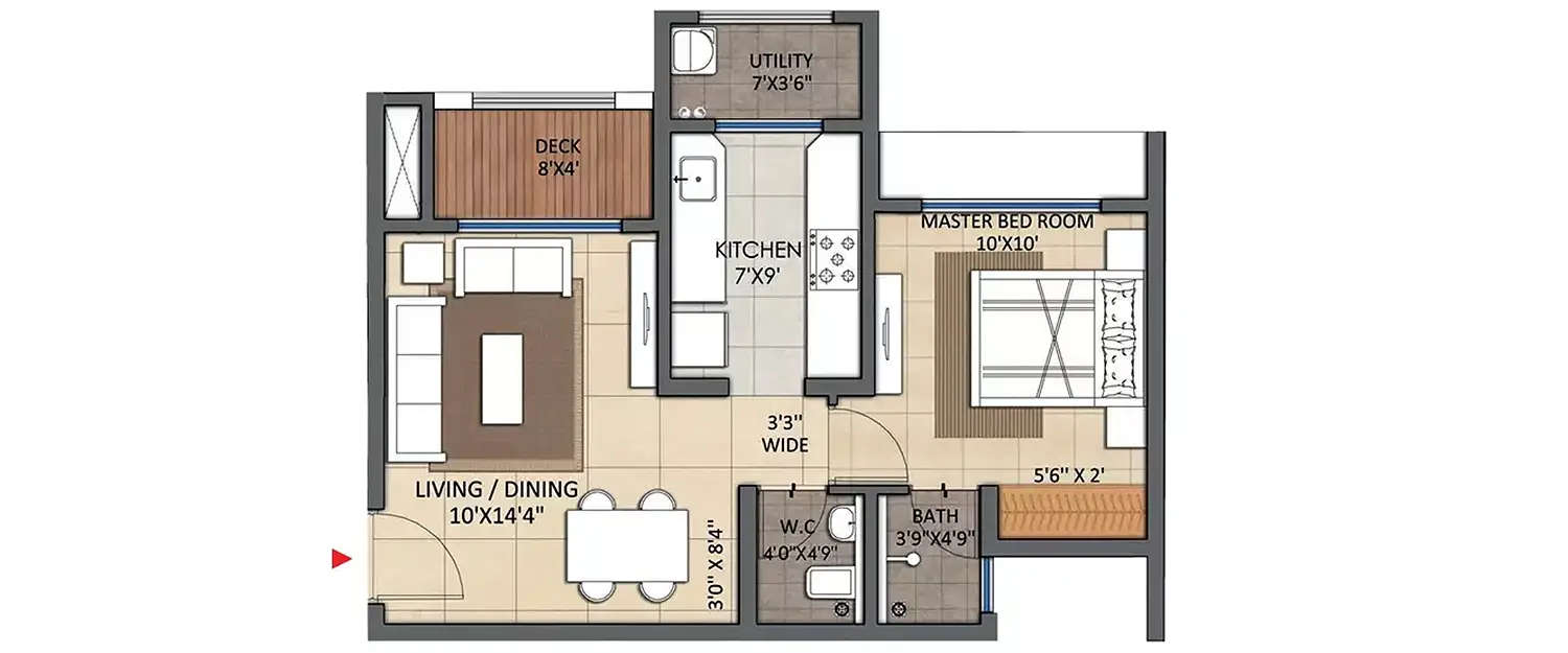 Floor plan for 1 BHK