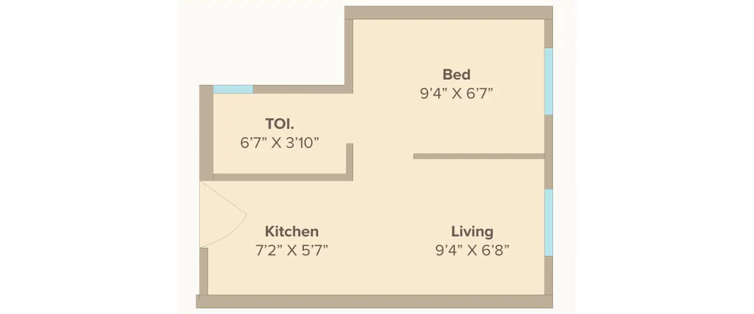 Floor plan for 1 BHK